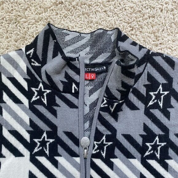 Perfect Moment Nordic Merino Wool Jumpsuit Ski Suit Sweater Large Grey Black - Picture 2 of 4